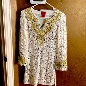 V Christina lace and sequin tunic